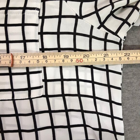 Worthington Woman's Blouse Size LARGE Pullover High/Low Long Sleeve Black/White - Picture 6 of 7